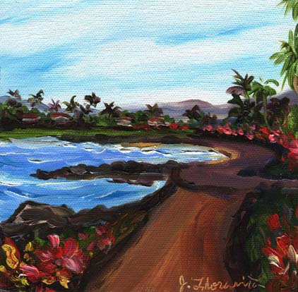 Heading out of Poipu oil painting by artist Jenny Floravita