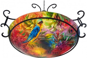 Bahama Macaw, Reverse Painted Chandelier