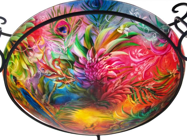 Bahama Mcaw Reverse Painted Chandelier by artist Jenny Floravita