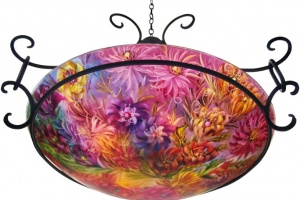 Desert Bloom, Reverse Painted Glass Chandelier
