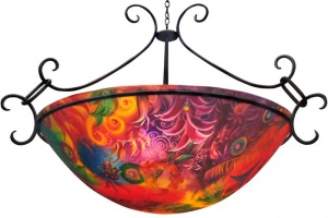 Commissioned Abstract Reverse Painted Chandelier