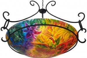 Commissioned Reverse Painted Glass Chandelier