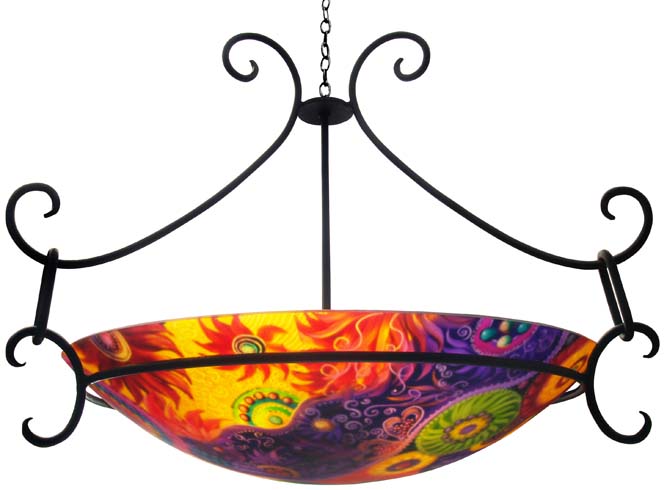 Commissioned Abstract Reverse Painted Chandelier Commissioned Abstract Reverse Painted Chandelier