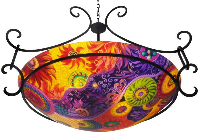 Commissioned Abstract Reverse Painted Chandelier Commissioned Abstract Reverse Painted Chandelier