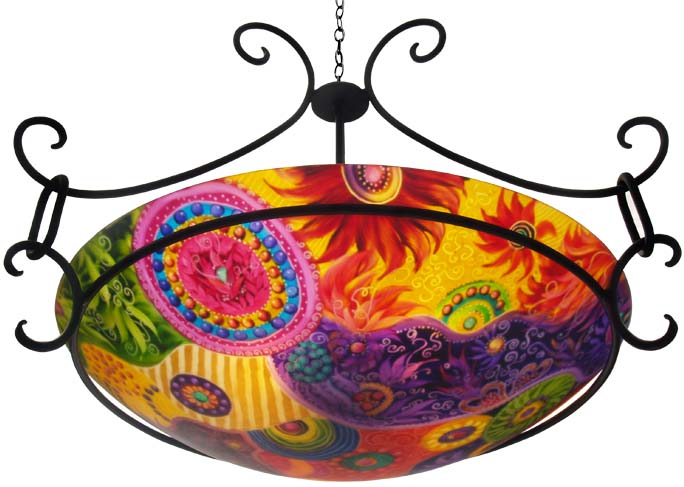 Commissioned Abstract Reverse Painted Chandelier Commissioned Abstract Reverse Painted Chandelier