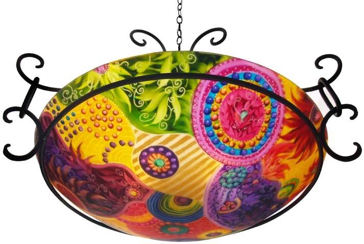 Commissioned Abstract Reverse Painted Chandelier Commissioned Abstract Reverse Painted Chandelier