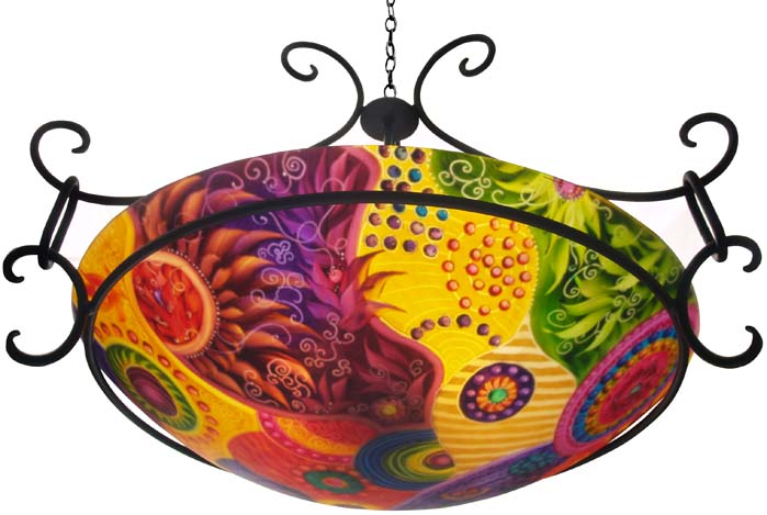 Commissioned Abstract Reverse Painted Chandelier Commissioned Abstract Reverse Painted Chandelier