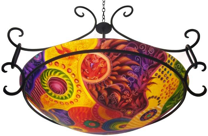 Commissioned Abstract Reverse Painted Chandelier Commissioned Abstract Reverse Painted Chandelier