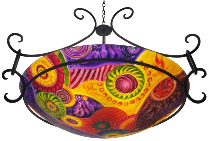 Commissioned Abstract Reverse Painted Chandelier Commissioned Abstract Reverse Painted Chandelier