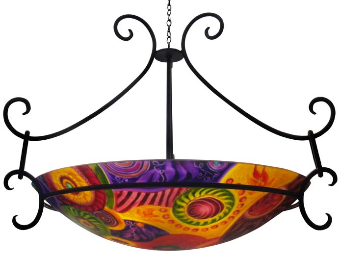 Commissioned Abstract Reverse Painted Chandelier Commissioned Abstract Reverse Painted Chandelier