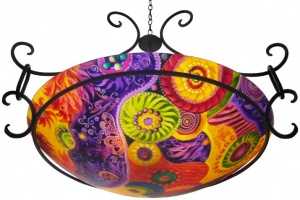 Commissioned Abstract Reverse Painted Chandelier Chandelier