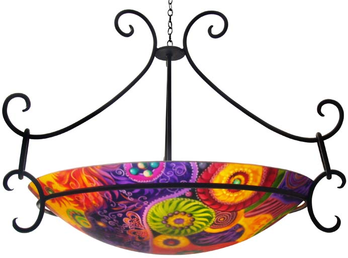 Commissioned Abstract Reverse Painted Chandelier Commissioned Abstract Reverse Painted Chandelier
