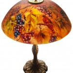 Vineyard Romance, 18" Reverse Painted Lamp Shade by artist Jenny Floravita