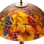 Vineyard Romance, 18" Reverse Painted Lamp Shade by artist Jenny Floravita