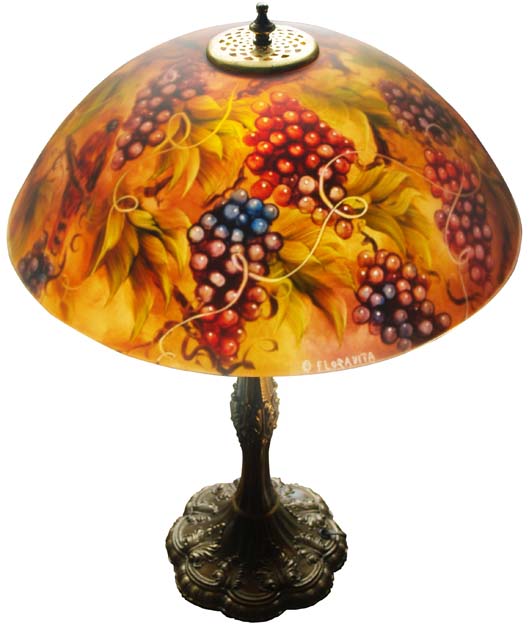 Vineyard Romance 18" Reverse Painted Lamp Vineyard Romance 18" Reverse Painted Lamp