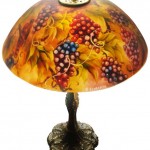 Vineyard Romance, 18" Reverse Painted Lamp Shade by artist Jenny Floravita