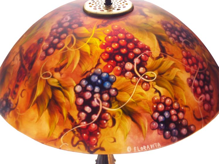 Vineyard Romance 18" Reverse Painted Lamp Vineyard Romance 18" Reverse Painted Lamp
