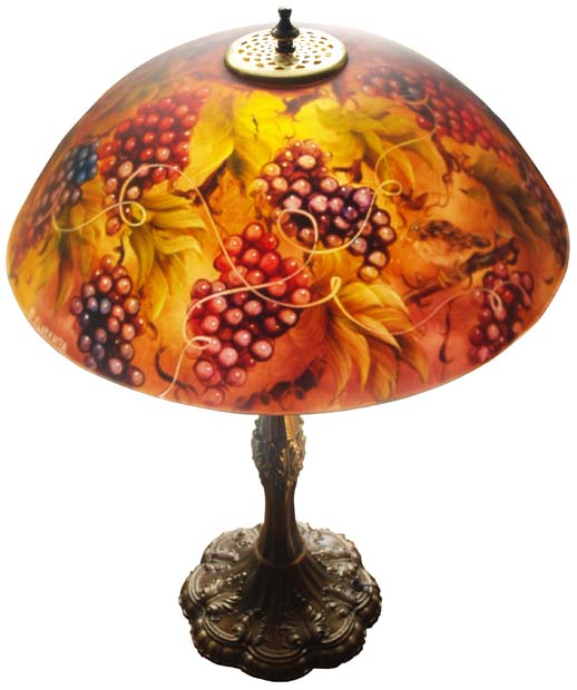 Vineyard Romance 18" Reverse Painted Lamp Vineyard Romance 18" Reverse Painted Lamp