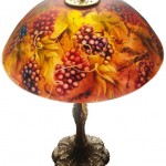 Vineyard Romance, 18" Reverse Painted Lamp Shade by artist Jenny Floravita