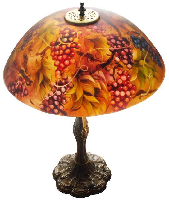 Vineyard Romance 18" Reverse Painted Lamp Vineyard Romance 18" Reverse Painted Lamp