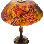 Vineyard Romance, 18" Reverse Painted Lamp Shade by artist Jenny Floravita