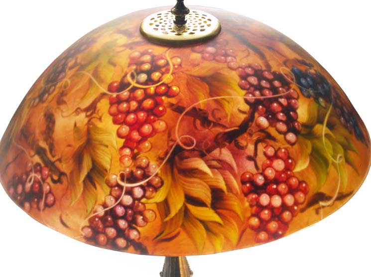 Vineyard Romance 18" Reverse Painted Lamp Vineyard Romance 18" Reverse Painted Lamp