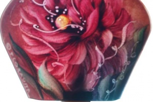 Red Peony Drama hand painted night light
