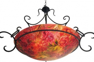 Romantic Autumn Garden Reverse Painted Glass Chandelier