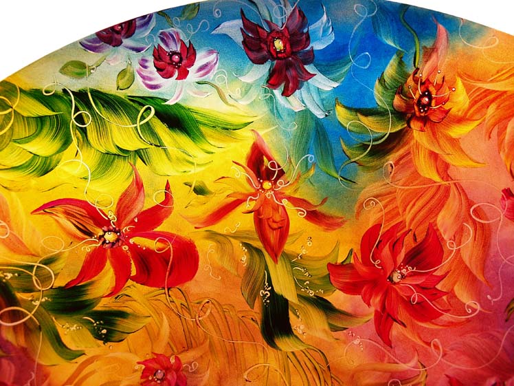 Orchid Symphony Reverse Painted Glass Chandelier Orchid Symphony Reverse Painted Glass Chandelier