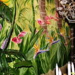 Detail of tropical flower mural