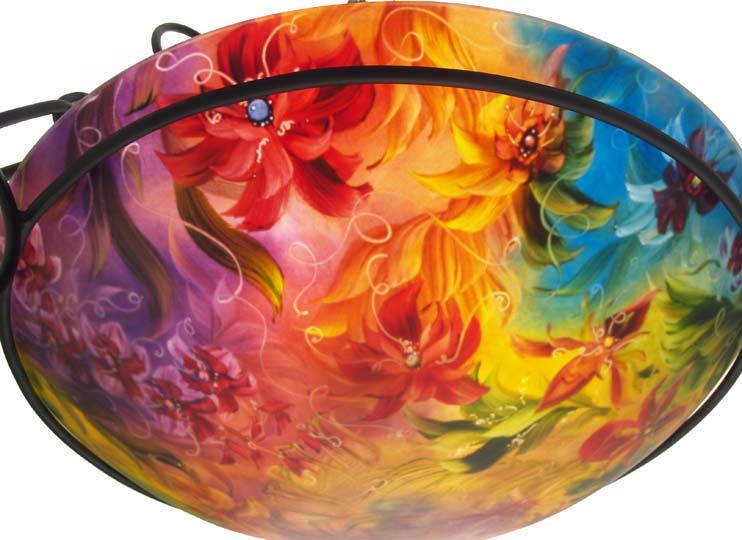 Orchid Symphony Reverse Painted Glass Chandelier Orchid Symphony Reverse Painted Glass Chandelier