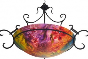 Orchid Symphony Reverse Painted Glass Chandeleir