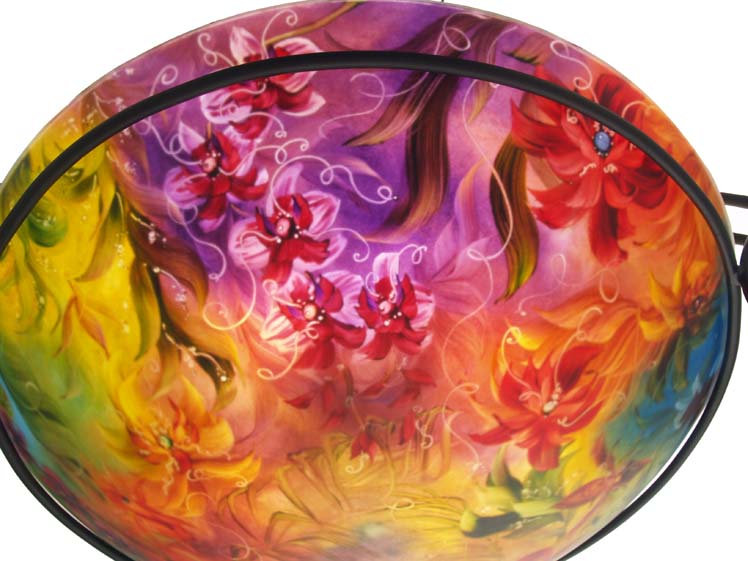 Orchid Symphony Reverse Painted Glass Chandelier Orchid Symphony Reverse Painted Glass Chandelier