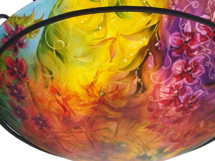 Orchid Symphony Reverse Painted Glass Chandelier Orchid Symphony Reverse Painted Glass Chandelier