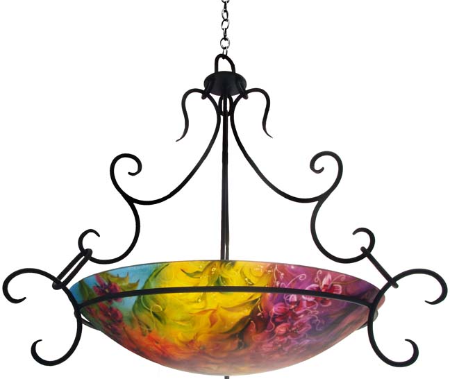 Orchid Symphony Reverse Painted Glass Chandelier Orchid Symphony Reverse Painted Glass Chandelier
