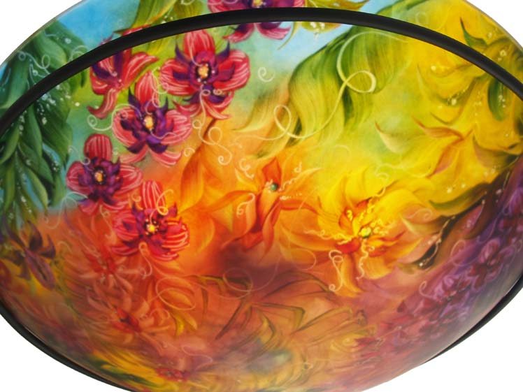 Orchid Symphony Reverse Painted Glass Chandelier Orchid Symphony Reverse Painted Glass Chandelier