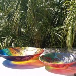 Floravita's 32" versus 24" reverse painted glass bowl comparrison
