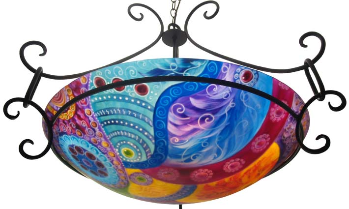 by painting Colored reverse Floravita Cool Jenny chandelier glass painted hand Aqua  chandelier