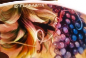 painted glass chandelier by Jenny Floravita