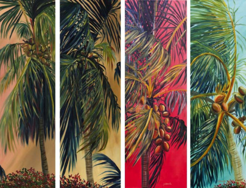 Tall Skinny Coconut Palm Paintings