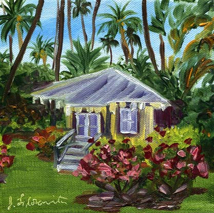 Waimea Plantation Cottage painting by artist Jenny Floravita