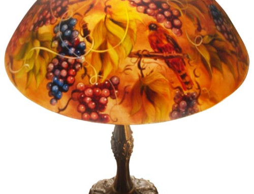 Vineyard Romance, 18″ Reverse Painted Lamp Shade