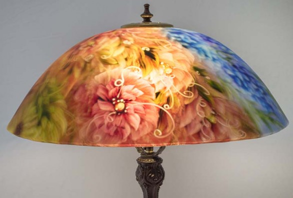 Reverse hand painted table 2024 lamps