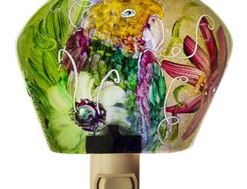 Yellow Parrot Night Light painted glass Birds of our World 15