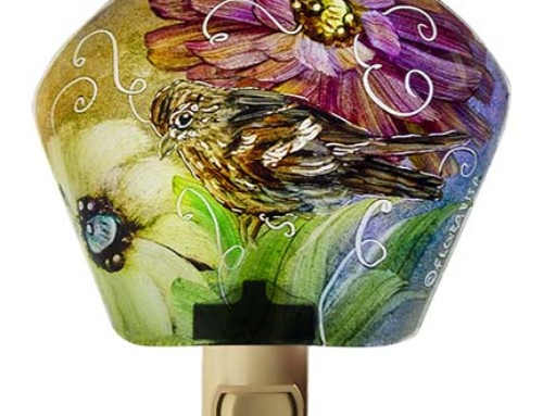 Hand painted glass night light Birds of our World 13