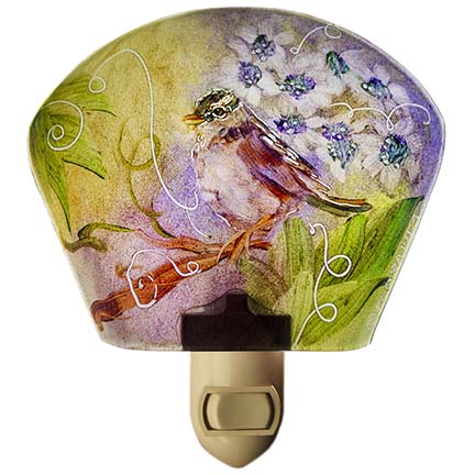 Hand painted glass night light by artist Jenny Floravita