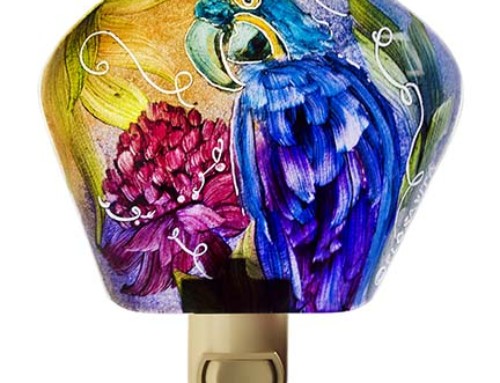 Blue Parrot Night Light tropical flower Birds of our World 16