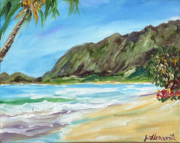 Waimanalo Bay oil painting