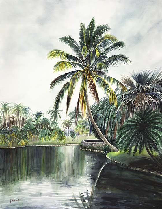 tropical lake painting