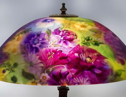 Garden Promise reverse painted lamp shade